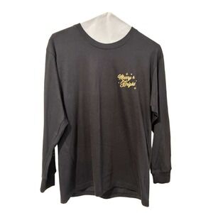 Simply Southern Merry Raccoon Christmas Long Sleeve Shirt Black Youth Large NWT